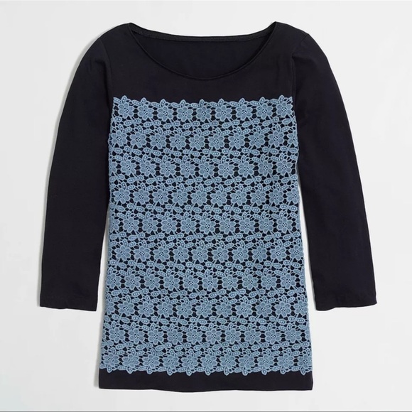 J. Crew Lace Front 3/4 Sleeve Top Size Medium - Picture 1 of 6